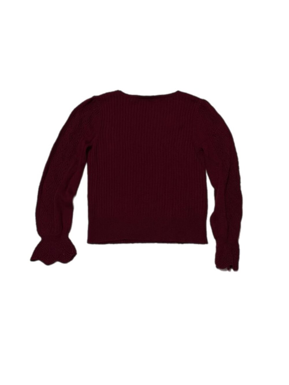 Sundance Sweater Womens M Burgundy Crop Lace Flounce Cuff Cottage Artsy Boho - Picture 3 of 16